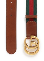 Detail View -Click To Enlarge GG logo buckle leather canvas web belt