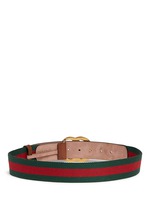 Back View -Click To Enlarge GG logo buckle leather canvas web belt