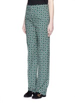 Front View -Click To Enlarge Retro wave print cotton suiting pants