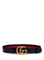 Main View -Click To Enlarge GG logo buckle leather canvas web belt