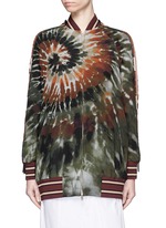 Main View -Click To Enlarge Beaded tie dye print silk long bomber jacket