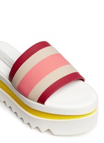 Detail View -Click To Enlarge Stripe band slide platform sandals