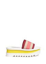 Main View -Click To Enlarge Stripe band slide platform sandals