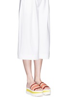 Figure View -Click To Enlarge Stripe band slide platform sandals