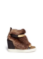 Main View -Click To Enlarge 'Lorenz' fur suede wedge sneakers