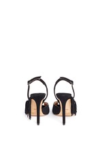 Back View -Click To Enlarge Fringe peep toe slingback suede sandals