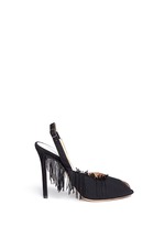 Main View -Click To Enlarge Fringe peep toe slingback suede sandals