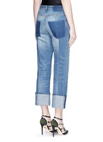 Back View -Click To Enlarge Distressed patchwork straight leg jeans
