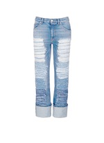 Main View -Click To Enlarge Distressed patchwork straight leg jeans