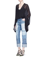 Figure View -Click To Enlarge Distressed patchwork straight leg jeans
