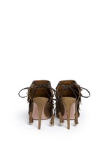 Back View -Click To Enlarge 'Pocahontas' fringe feather suede peep toe sandals