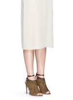 Figure View -Click To Enlarge 'Pocahontas' fringe feather suede peep toe sandals