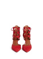 Front View -Click To Enlarge 'Belgravia' caged suede pumps