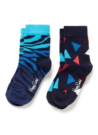 首图 - 点击放大 首图 - 点击放大 - HAPPY SOCKS - Triangle and zebra stripe kids socks 2-pair pack