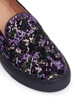 Detail View -Click To Enlarge Beaded embroidery embossed velvet skate slip-ons