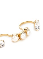 Detail View -Click To Enlarge 'Screw U' Swarovski crystal pearl three finger ring
