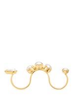 Figure View -Click To Enlarge 'Screw U' Swarovski crystal pearl three finger ring