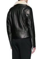Back View -Click To Enlarge Detachable shearling collar leather biker jacket