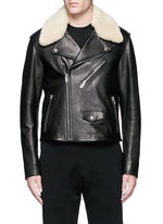 Main View -Click To Enlarge Detachable shearling collar leather biker jacket
