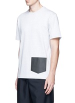 Front View -Click To Enlarge Leather patch pocket cotton T-shirt