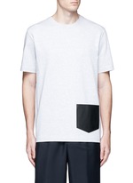 Main View -Click To Enlarge Leather patch pocket cotton T-shirt