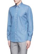 Front View -Click To Enlarge Floral print cotton chambray shirt