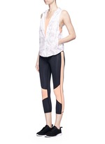 Figure View -Click To Enlarge 'White Palm' print hooded run vest