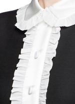 Detail View -Click To Enlarge Ruffle trim wool-silk cady shirt dress