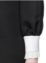 Detail View -Click To Enlarge Ruffle trim wool-silk cady shirt dress