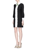 Figure View -Click To Enlarge Ruffle trim wool-silk cady shirt dress