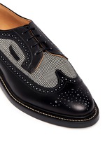 Detail View -Click To Enlarge Glen plaid and leather longwing Derbies