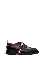 Main View -Click To Enlarge Glen plaid and leather longwing Derbies