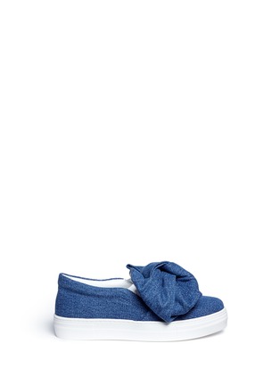 Main View - Click To Enlarge Main View - Click To Enlarge - Joshua Sanders - Twist bow denim kids skate slip-ons