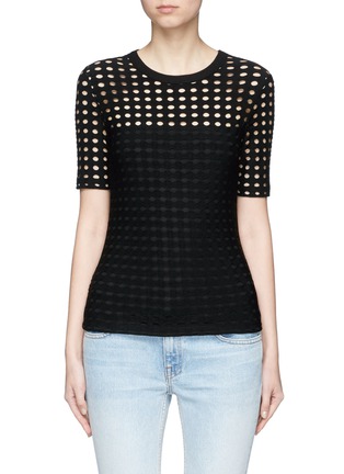 Main View - Click To Enlarge Main View - Click To Enlarge - T By Alexander Wang - Circular hole jacquard jersey T-shirt