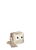 Front View -Click To Enlarge 'Eyes' embossed metallic leather crossbody bag