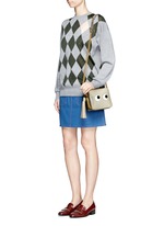 Figure View -Click To Enlarge 'Eyes' embossed metallic leather crossbody bag