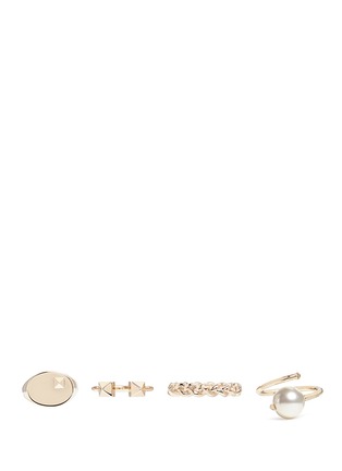 Main View - Click To Enlarge Main View - Click To Enlarge - Valentino - 'Rockstud' glass pearl four ring set