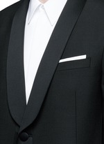 Detail View -Click To Enlarge Satin shawl lapel tuxedo blazer