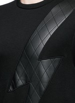 Detail View -Click To Enlarge Leather thunderbolt side zip sweatshirt