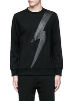 Main View -Click To Enlarge Leather thunderbolt side zip sweatshirt