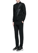Figure View -Click To Enlarge Leather thunderbolt side zip sweatshirt