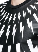 Detail View -Click To Enlarge Thunderbolt print faux leather front T-shirt