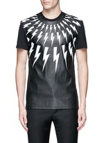Main View -Click To Enlarge Thunderbolt print faux leather front T-shirt