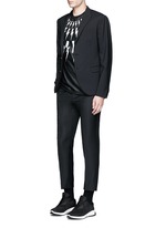 Figure View -Click To Enlarge Thunderbolt print faux leather front T-shirt