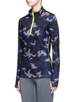Front View -Click To Enlarge Camouflage print zip front top