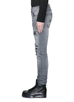 Detail View -Click To Enlarge Pleat leather repair slim fit jeans