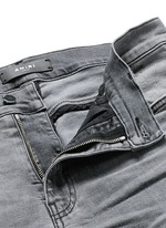 Click To Enlarge Pleat leather repair slim fit jeans