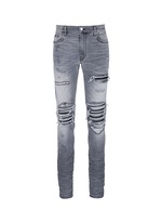 Main View -Click To Enlarge Pleat leather repair slim fit jeans