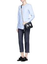 Figure View -Click To Enlarge 'Eyes' embossed leather chain crossbody bag