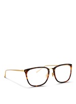 Figure View -Click To Enlarge Titanium temple tortoiseshell effect acetate optical glasses